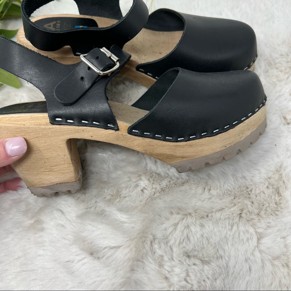 MIA Abba Clog Sandals black Brown Size wooden 39 US 9 - Picture 8 of 12